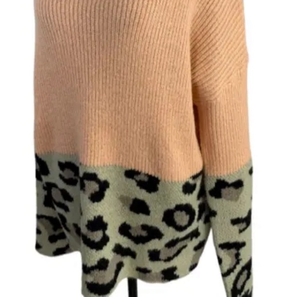 Blue B Collection Crew Neck Leopard Sweater Oversized Wool Blend Women's M/L - Picture 4 of 12